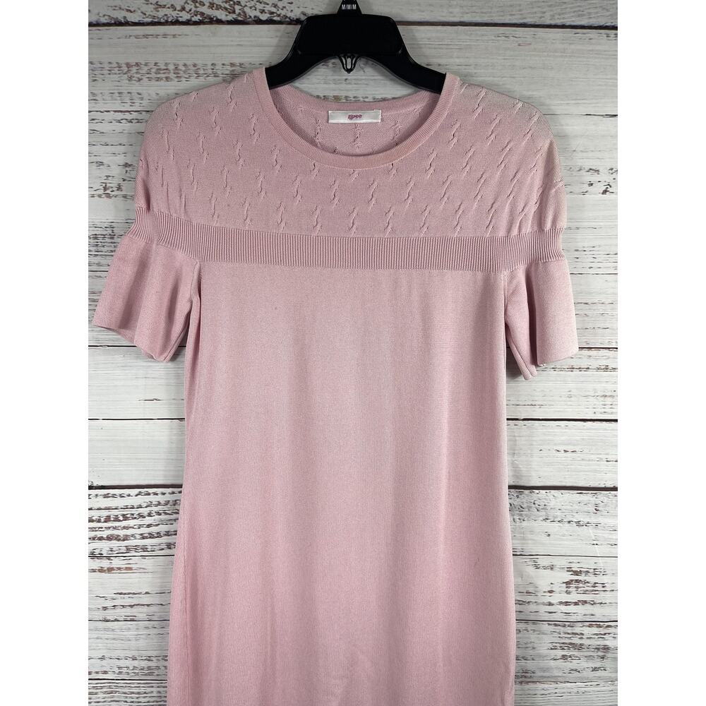 Leggiadro Sweater Dress Women's Size S Pink Cotton Silk Knit Short Sleeve Italy - Picture 2 of 9